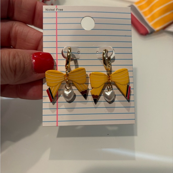 Women's 4 Piece Teacher Gift hair bow matching earrings, headband apple … - Picture 7 of 16